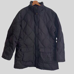 Lands End Womens Black Quilted Down Puffer Coat Jacket XL Classic Preppy Winter